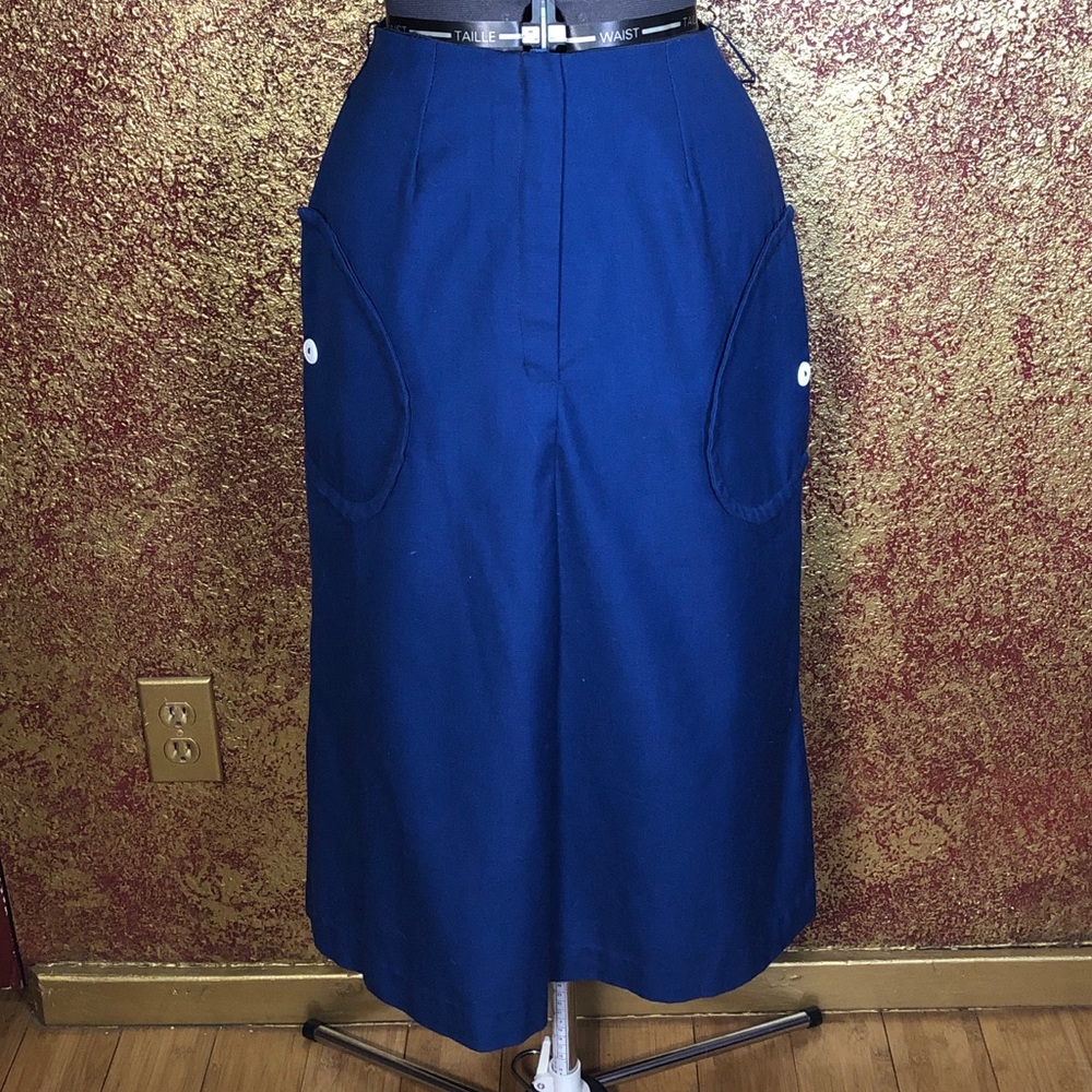 Vintage Blue Pinup Style Pencil Skirt